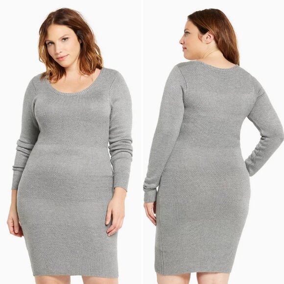 Torrid Grey Long Sleeve Sweater Dress Plus Size 1X - Picture 2 of 7